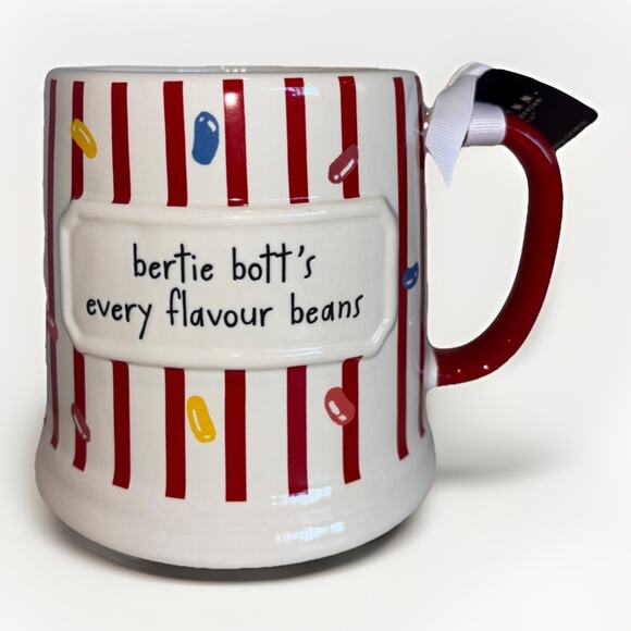 Rae Dunn Harry Potter "bertie bott's every flavour beans Red Stripe Mug New - Picture 1 of 3